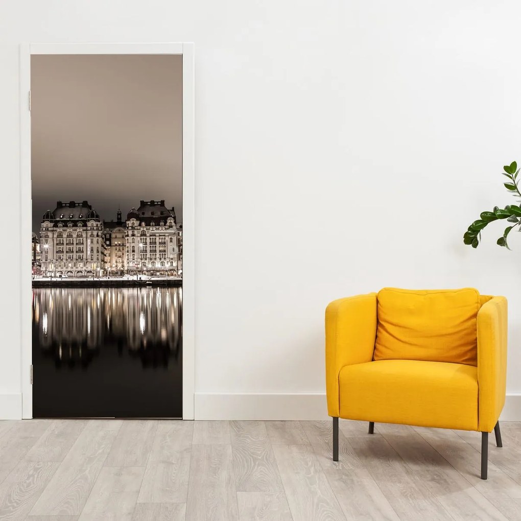 Fototapeta na dvere - Mesto v šere (95x205cm)