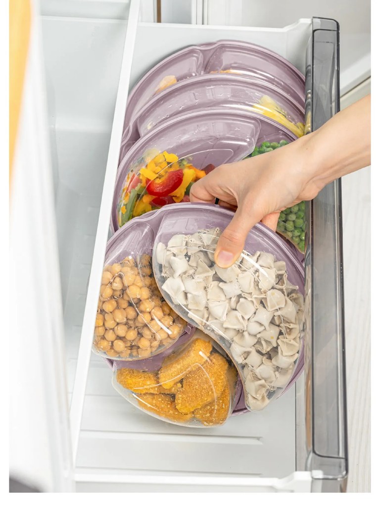 Sada 4 ks potravinových boxů LUY růžová