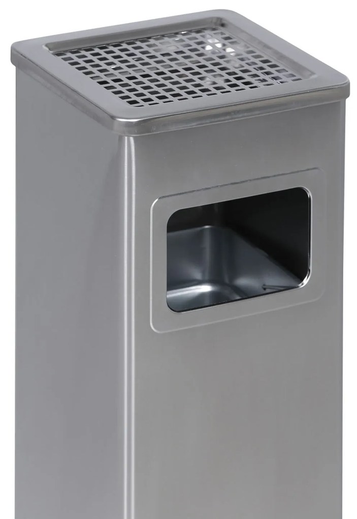 Odpadkový kôš s popolníkom a vnútornou nádobou, 11,5 l, nerez