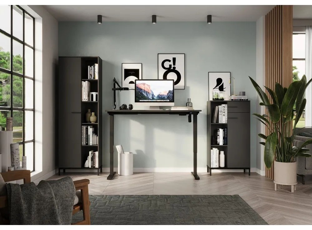 Antracitová knižnica 64x120x34 cm Rovigo – Germania