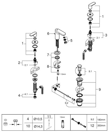 GROHE 20187000-Umývadlová trojotvorová batéria EUROSMART COSMOPOLITAN DN 15 chróm