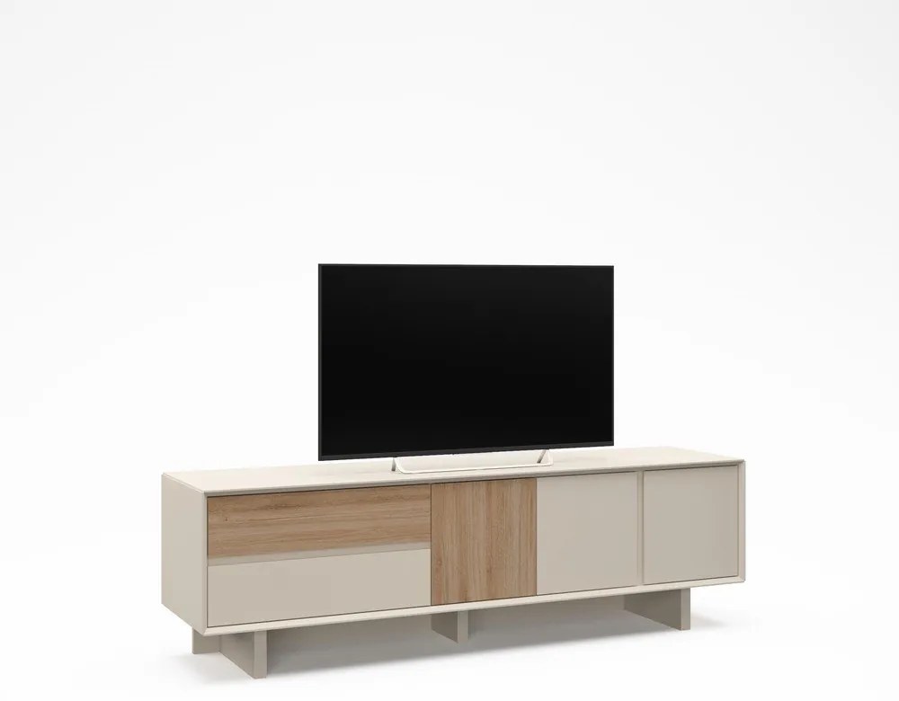 TV stolík v béžovej a prírodnej farbe v dekore duba 180x55x45 cm Carpi – Marckeric