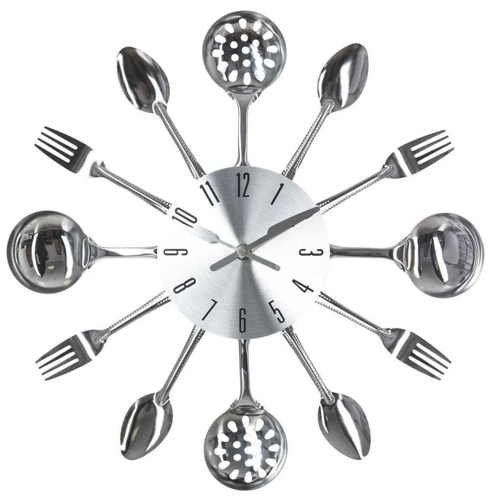 Nástenné hodiny Cutlery, chrómová