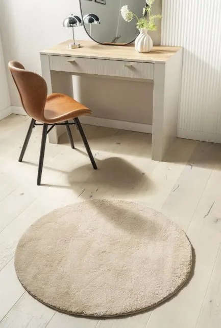 Protišmykový koberec MELLOW tmavobéžový kruh