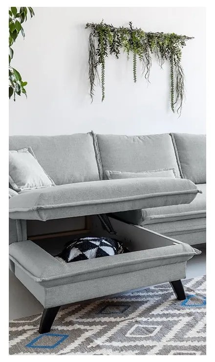 Svetlosivá rozkladacia rohová pohovka Miuform Charming Charlie, ľavý roh