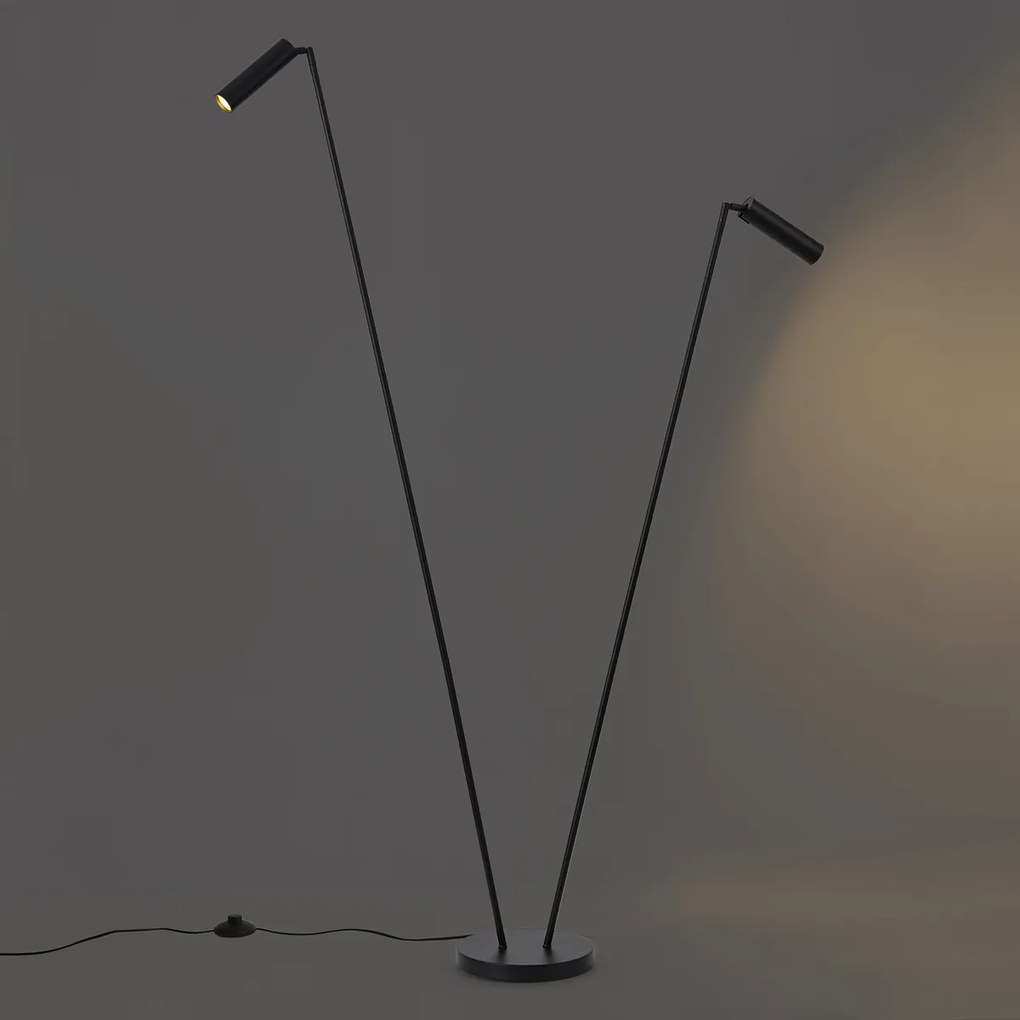 Moderná stojaca lampa čierna 2-svetlá GU10 35mm - Thomas