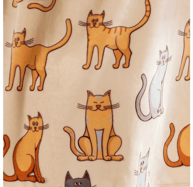 Baránková mikinová deka s rukávmi a kapucňou COLORED CATS krémová