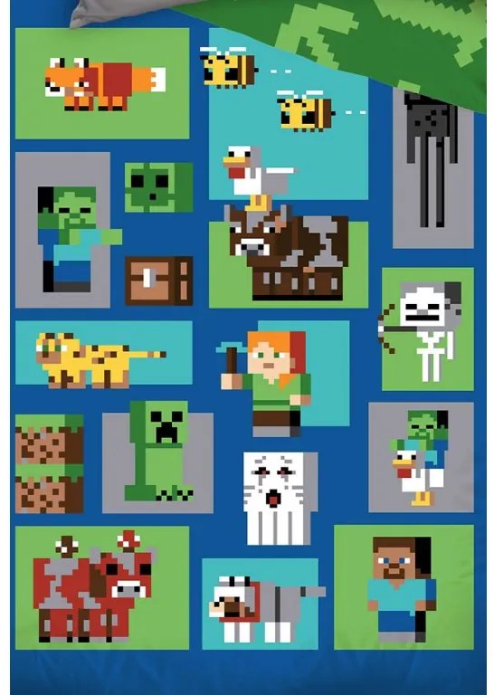 TipTrade Bavlnené obliečky 140x200 + 70x90 cm - Minecraft Figure