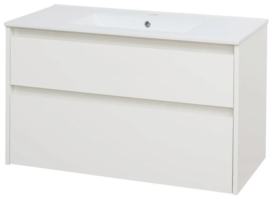 Mereo Mereo, Opto, kúpeľňová skrinka s keramickým umývadlom 101 cm, biela, dub, biela/dub, čierna, MER-CN912