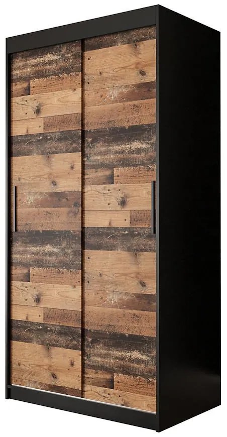 Skriňa Old Wood T 100 Čierna/Old Style