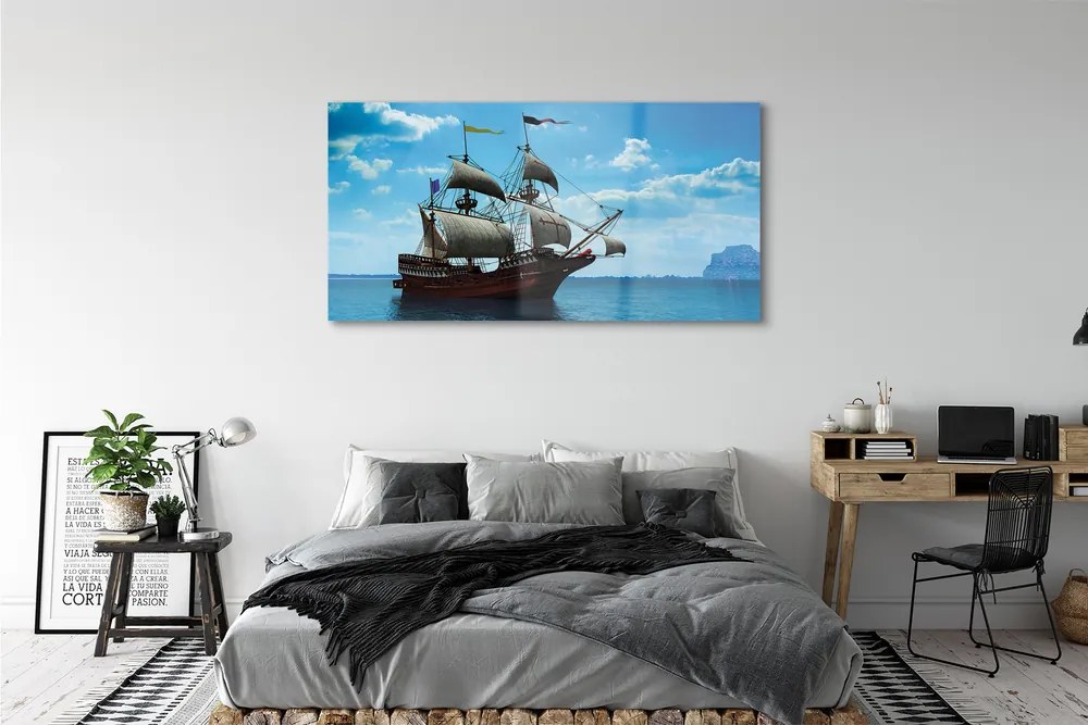 Obraz plexi Loď oblohy zatiahnuté morská 140x70 cm