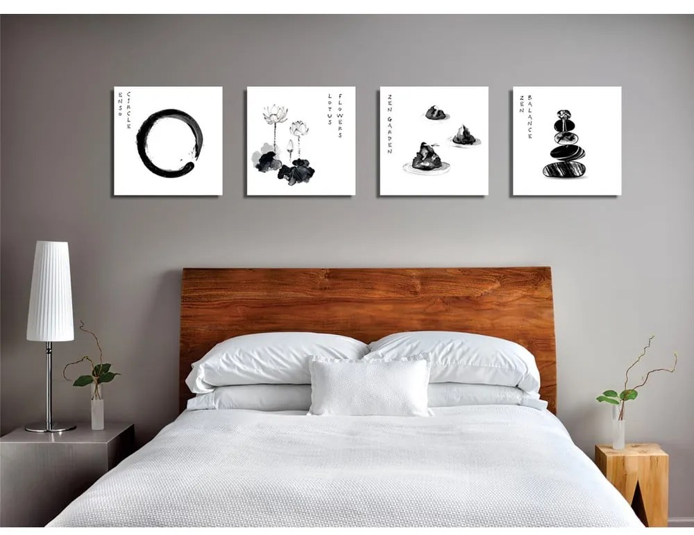Obrazy v súprave 4 ks 30x30 cm Japanese Zen – Wallity