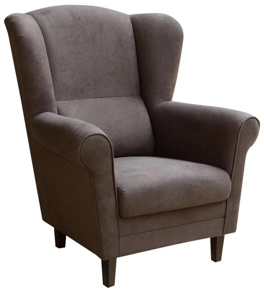 Kreslo ušiak GALA tmavohnedé