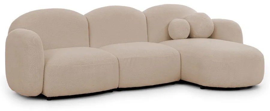Svetlohnedá rohová pohovka z textílie buklé (pravý roh/s leňoškou) Orbit – Ropez