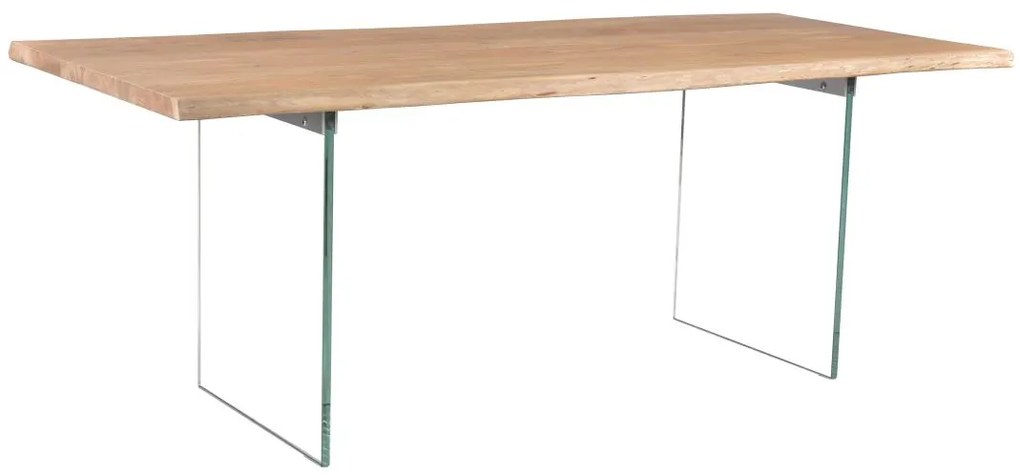 Dizajnový jedálenský stôl Massive, 200 cm, akácia / sklo