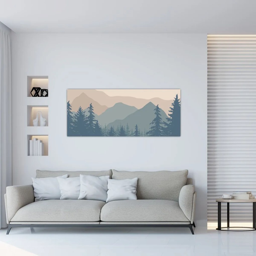 Obraz - Tyrkysové hory N⁰2 (120x50 cm)