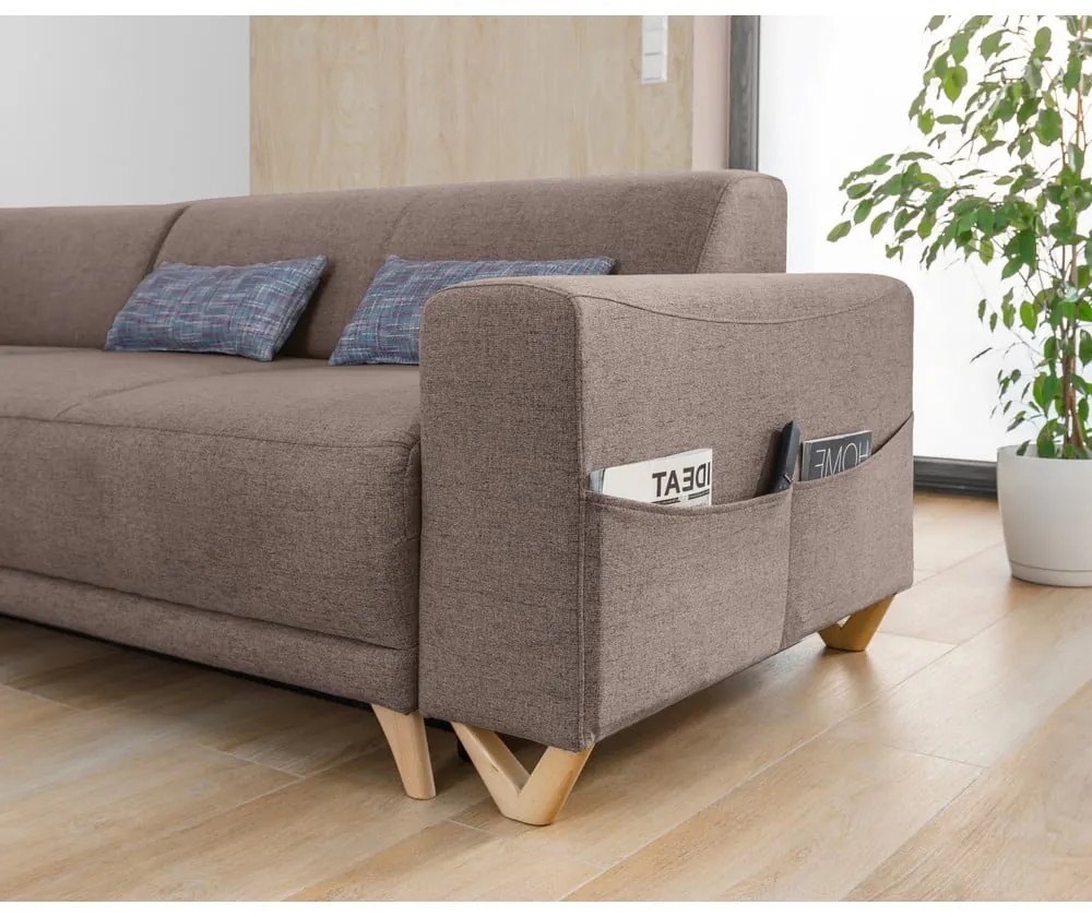 Hnedá rozkladacia/s úložným priestorom rohová pohovka (ľavý roh/do L) Classy Sophie – Miuform