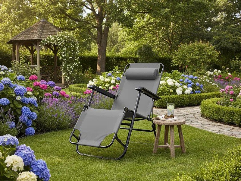 CH Záhradné skladacie relaxačné kreslo Nois - sivá