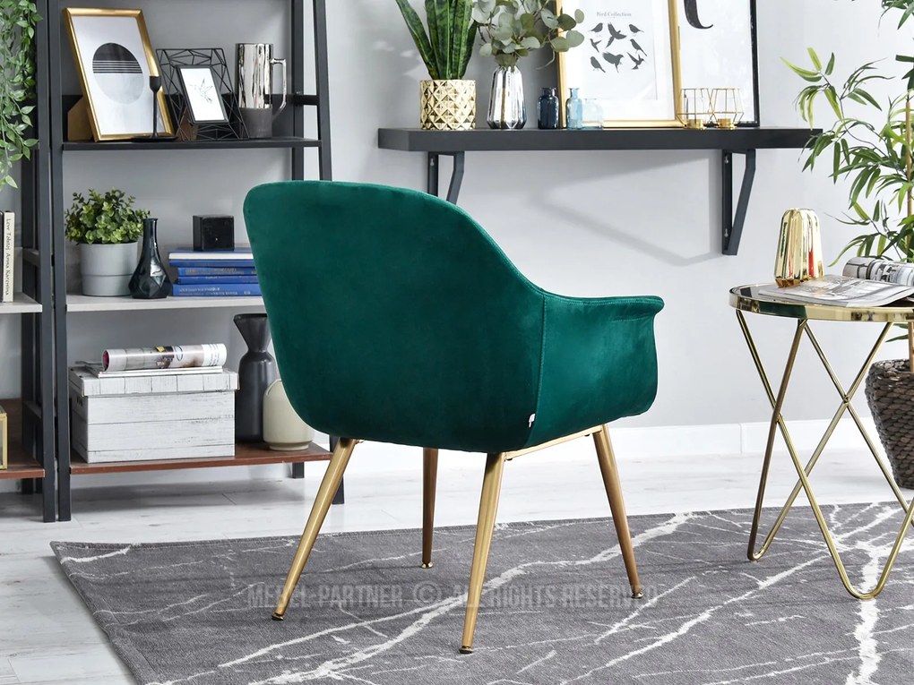 Kreslo Osmol F (zelená + zlatá). Akcia -15%. Vlastná spoľahlivá doprava až k Vám domov. 1110368