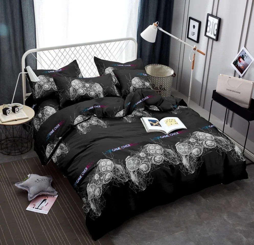 Obliečky z mikrovlákna GAME OVER čierne Rozmer obliečky: 70 x 80 cm | 140 x 200 cm