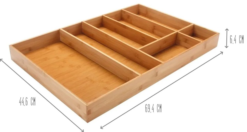 2. akosť - Organizér do zásuvky, do kuchyne, príborník bambusový DELINIA 70 x 45 cm (prehnutá priehradka)