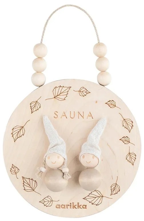 Ceduľa sauna so škriatkami, breza