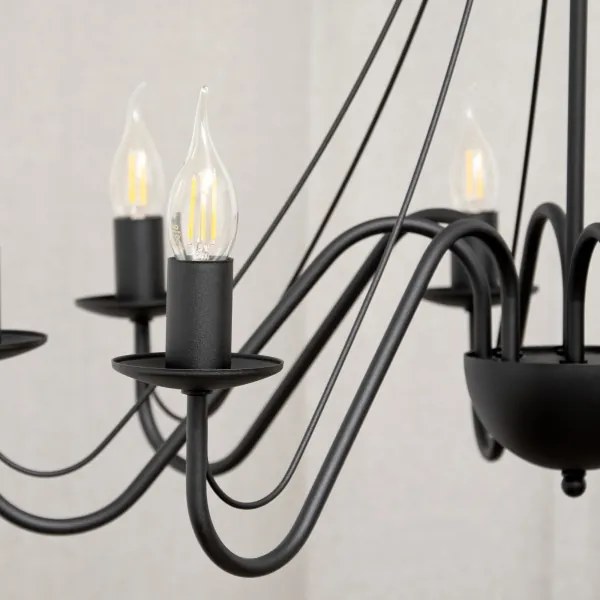 Luster na reťazi MALBO 8xE14/10W/230V čierny