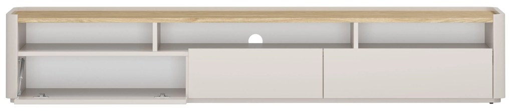 TV stolík Elivo 200 cm s dvoma zásuvkami - kašmír / olejovaný dub