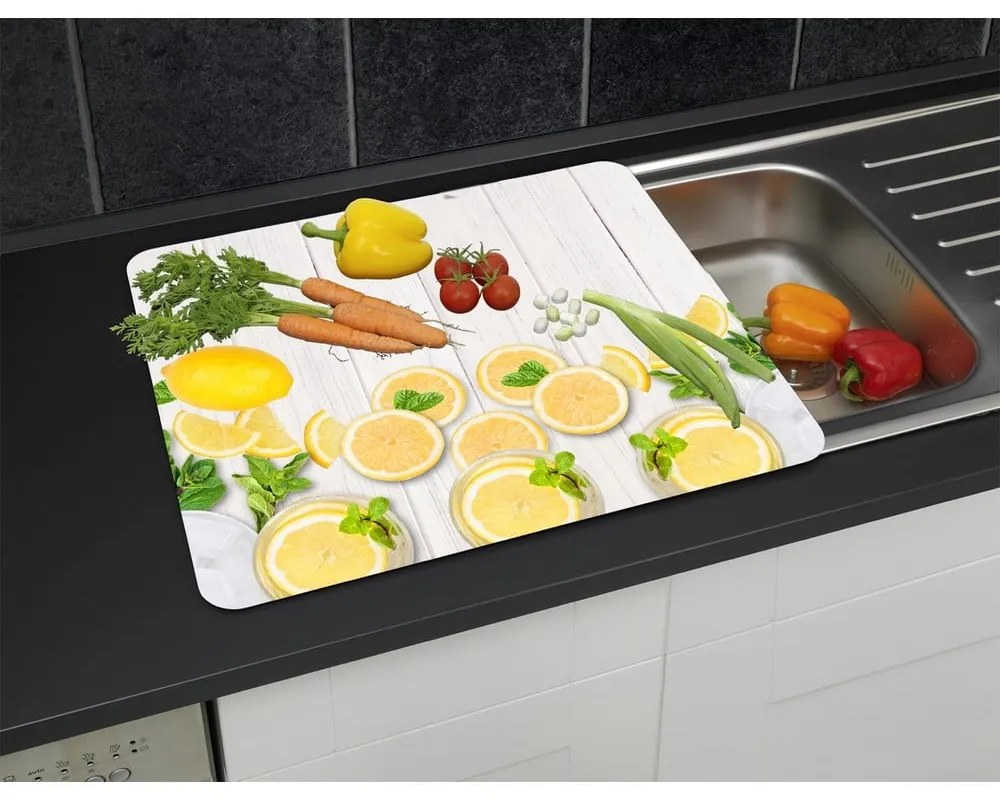 Kryt na stenu pri sporáku z tvrdeného skla 50x56 cm Lemons – Wenko