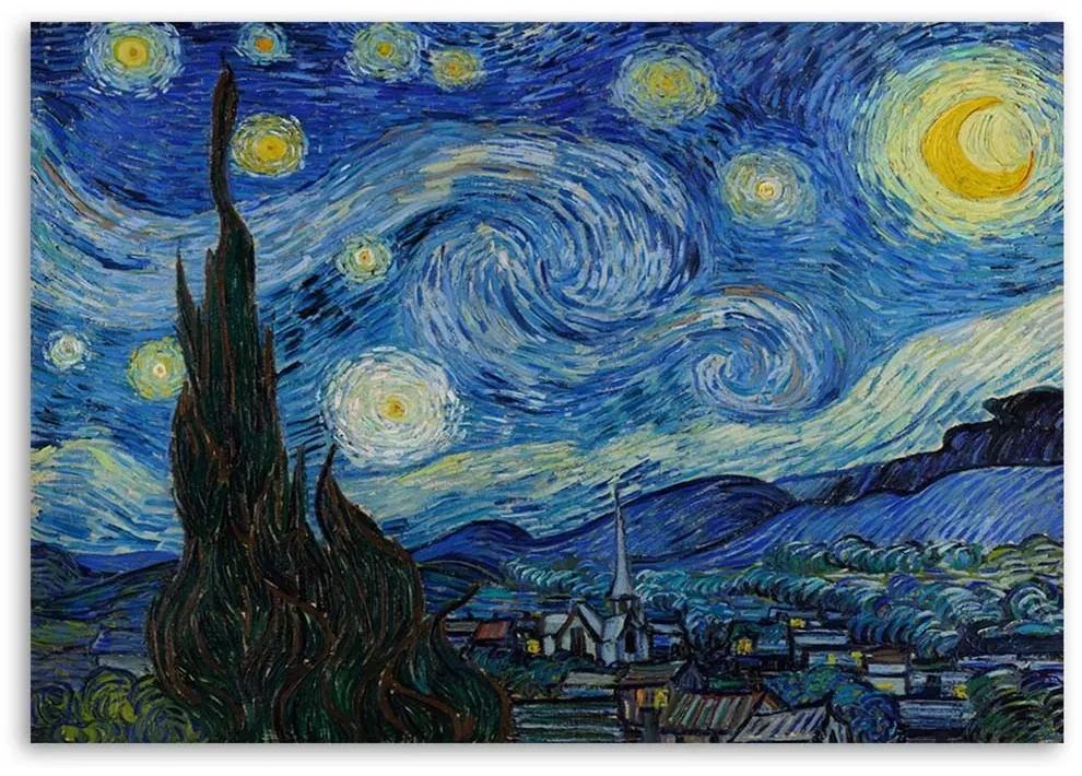 Obraz na plátně reprodukce hvězdné noci van gogh - 60x40 cm