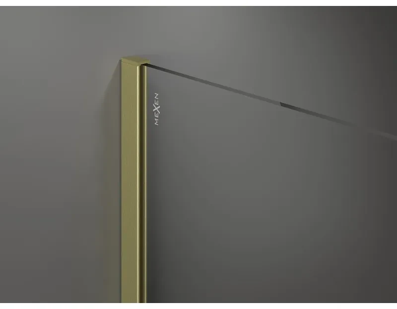 Mexen Kioto, sprchová zástena Walk-In 70 x 200 cm, 8mm číre sklo čierny vzor, zlatý matný profil, 800-070-101-55-70
