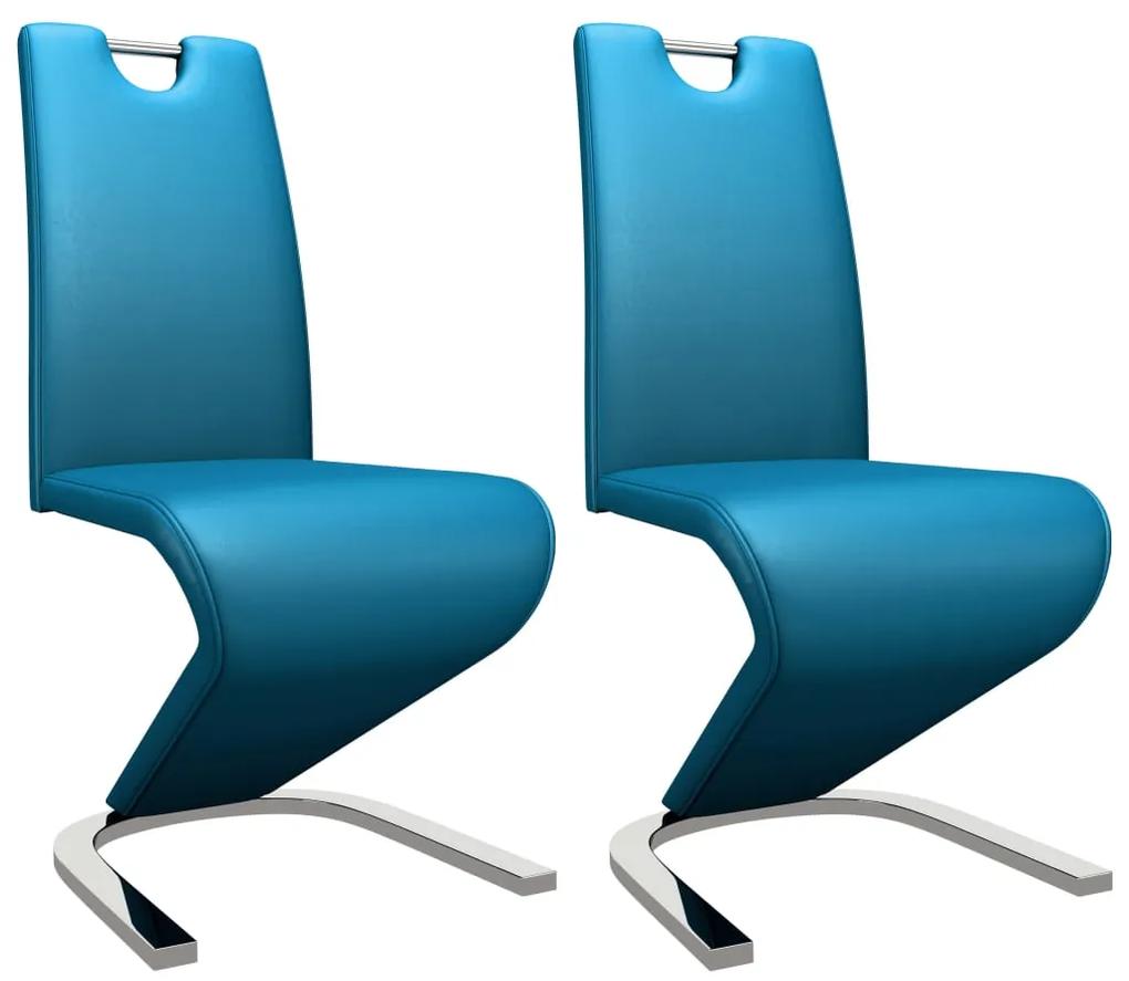 Jedálenské stoličky, cikcakový tvar 2 ks, modré, umelá koža 282578