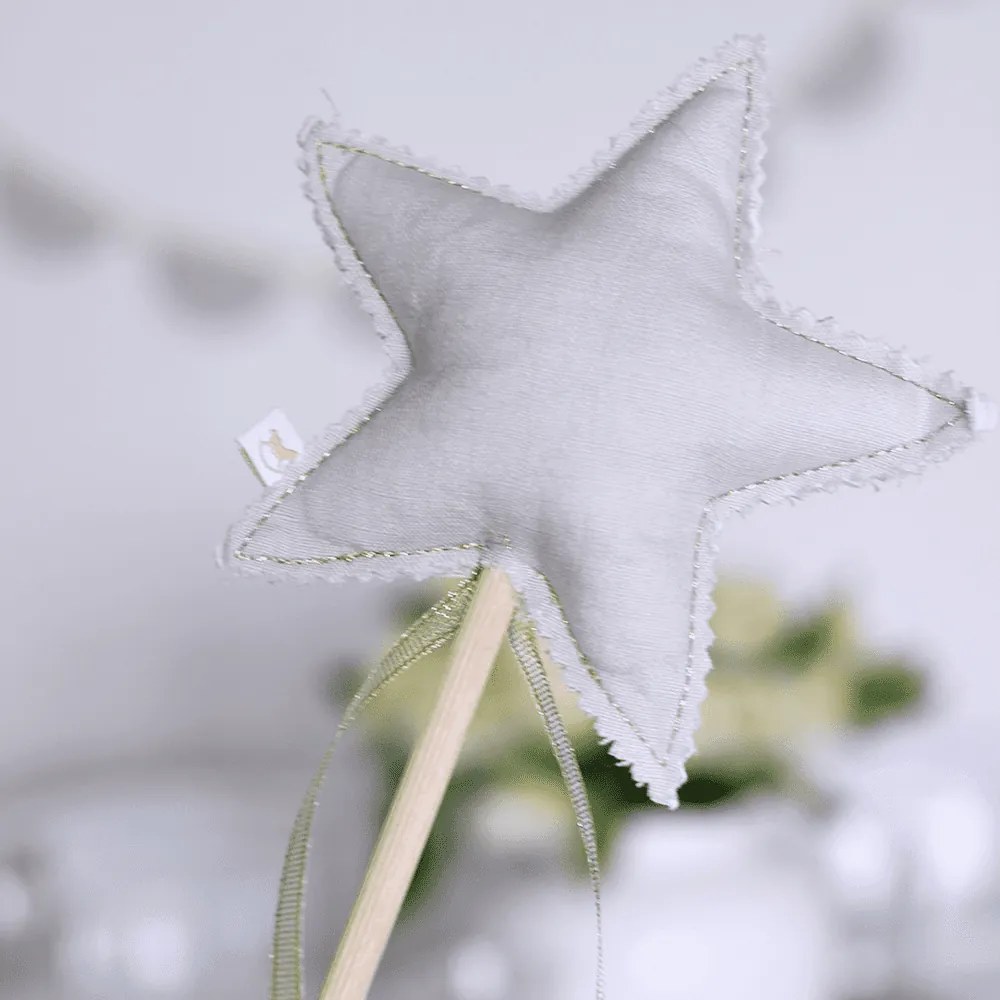 Ľanový kúzelný prútik šedý so zlatom