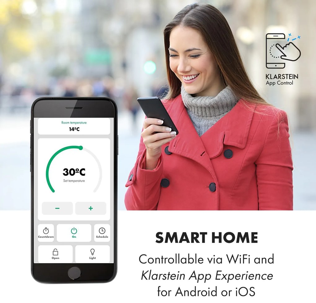 Klarstein Bansin Smart 1500, konvektor, 1500 W, ovládanie cez aplikáciu