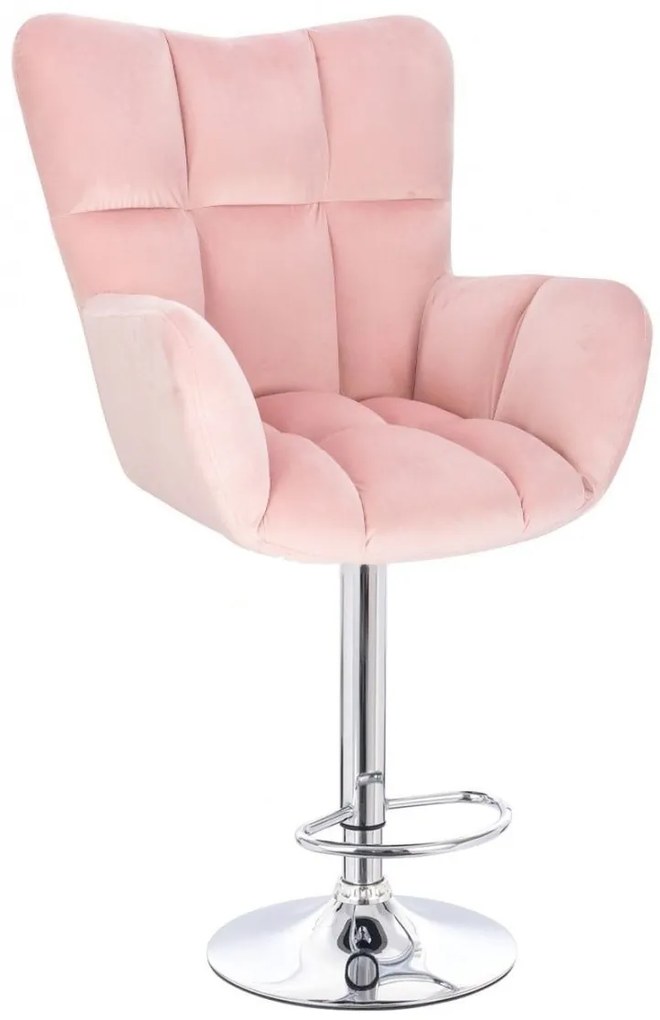 LuxuryForm DESIGN Barové kreslo AURORA VELUR na striebornom tanieri - ružové