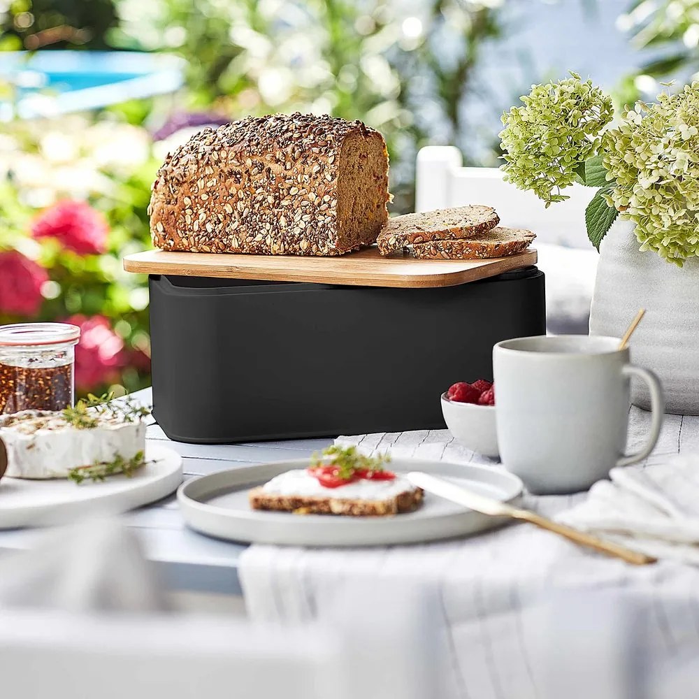 BREAD'N'BREAKFAST Chlebník s viečkom - čierna