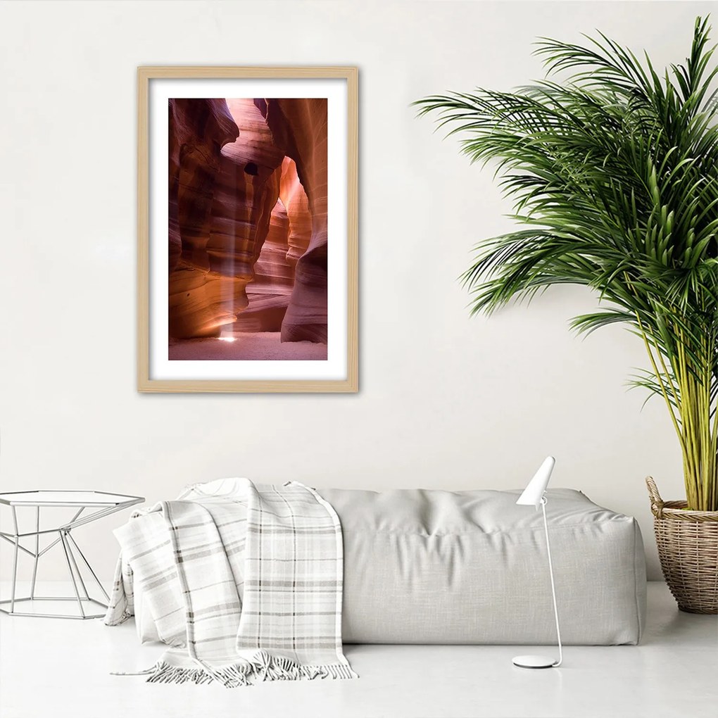 Gario Plagát Slnečné lúče v jaskyni Farba rámu: Bez rámu, Rozmery: 30 x 45 cm