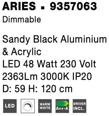 LED luster Aries 59 čierne