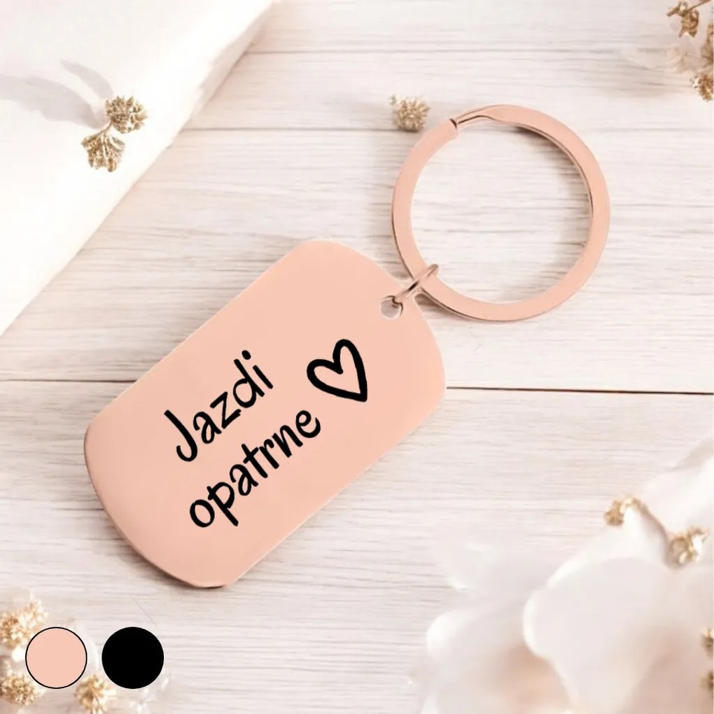 Ahome Krásna kovová kľúčenka - Jazdi opatrne Vyberte farbu: Rose gold