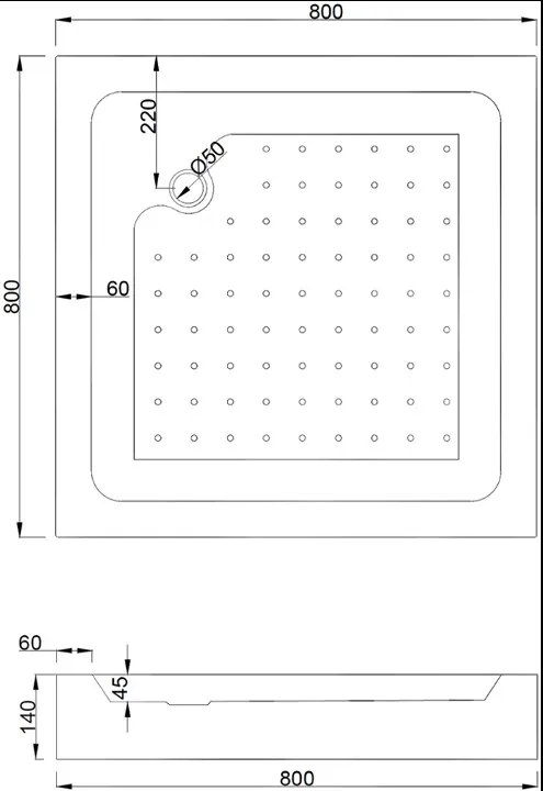 Mexen Rio, štvorcový sprchovací kút s posuvnými dverami 80(dvere) x 80(dvere) x 190 cm, 6mm číre sklo, zlatý profil + biela sprchová vanička RIO, 860-080-080-50-00-4510