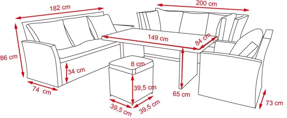 Veľký luxusné ratanový záhradný set Avenberg FIRENZE
