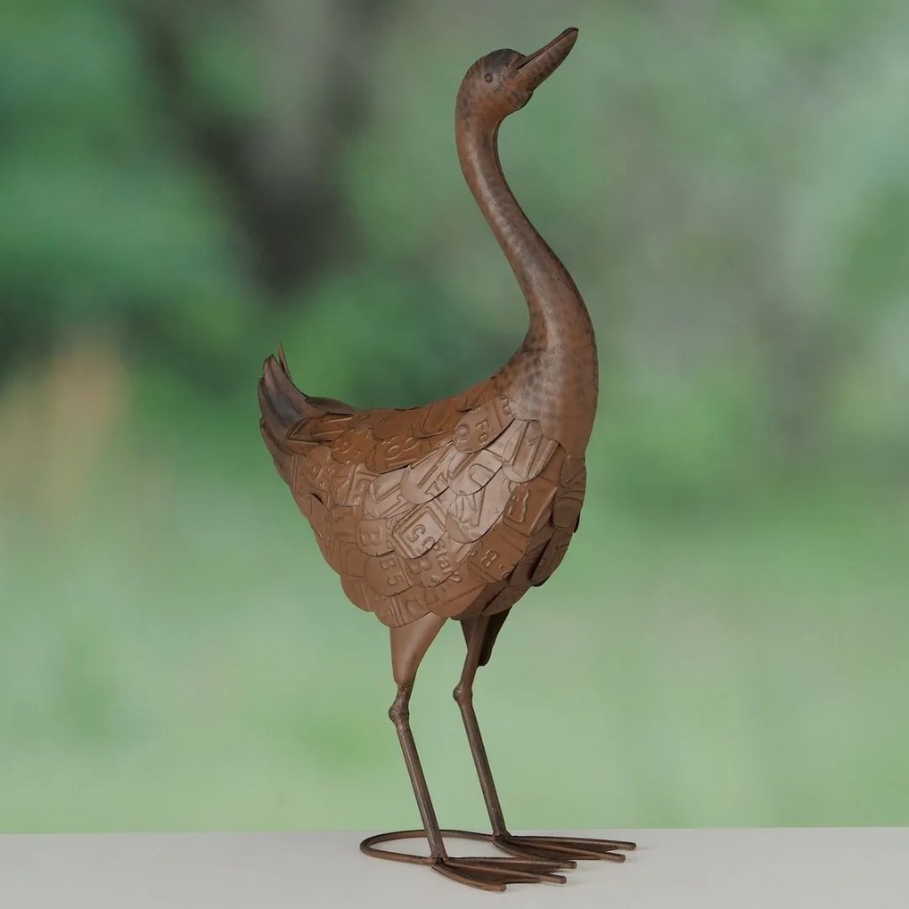 BOLTZE Záhradná kovová figúrka Goose, 60x33 cm, hnedá