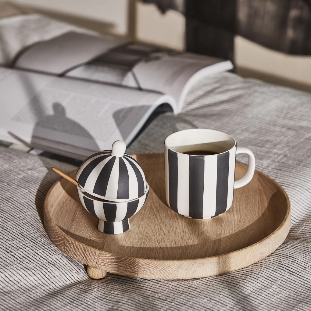 OYOY Kameninový hrnček Toppu White / Black 350 ml