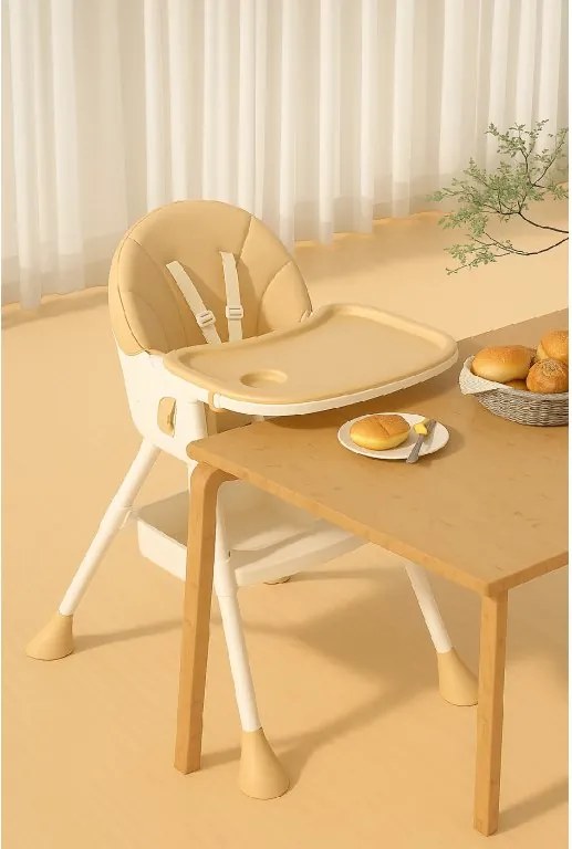 Stolička na kŕmenie KDK03 4v1 béžová + košík a kolieska ZDARMA
