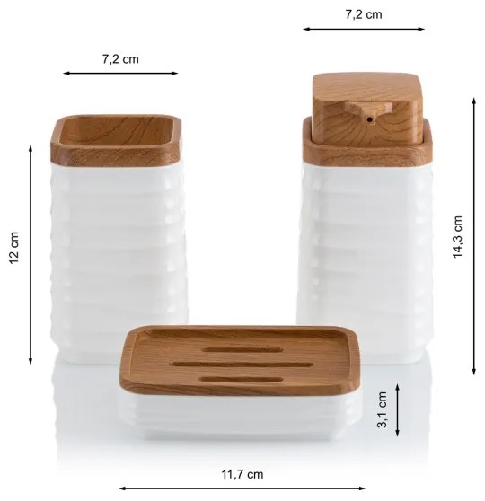 Kúpeľňový set WAVE 5 ks biela/hnedá