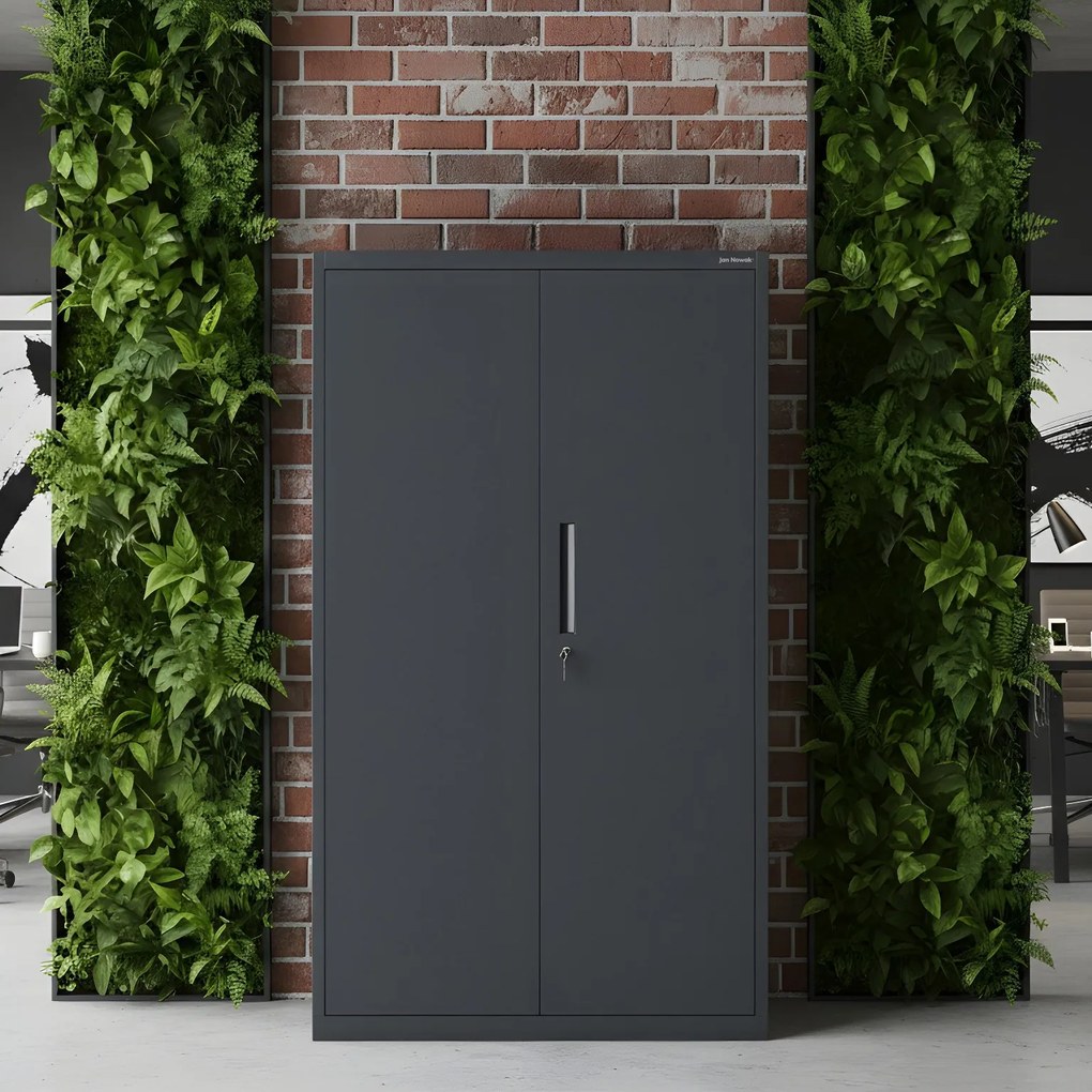 Kovová modulárna multifunkčná skriňa na podstavci antracitová MEGAN 1600 x 900 x 400 mm