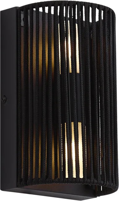 Japandi nástenná lampa čierna s lanom IP44 - Jayla