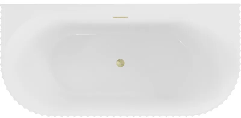 Mexen Sella, voľne stojaca vaňa ku stene, drážkovaná, 150 x 75 cm, biela lesklá, zlatý matný prepad, 52711507500-55