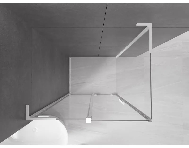 Mexen Velar L, sprchový kút s posuvnými dverami 110 x 120 cm, 8mm číre sklo, biela matná, 871-110-120-03-20