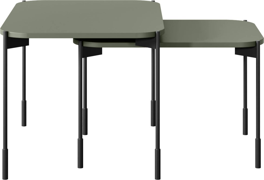 Obdĺžnikový konferenčný stolík Sonatia 70 cm na kovových nohách - olivový